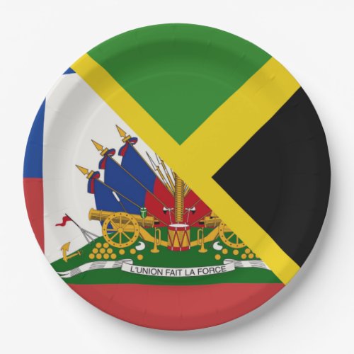 Haitian Jamaican Flag  Half Jamaica Haiti Paper Plates
