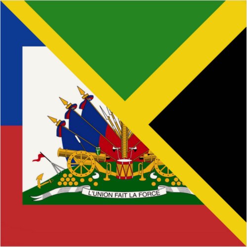 Haitian Jamaican Flag  Half Jamaica Haiti Sticker