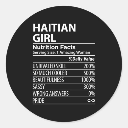 Haitian Nutrition Facts Haiti Classic Round Sticker