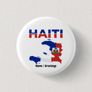 Haitian Pride Haiti Flag Map Heritage Design Button