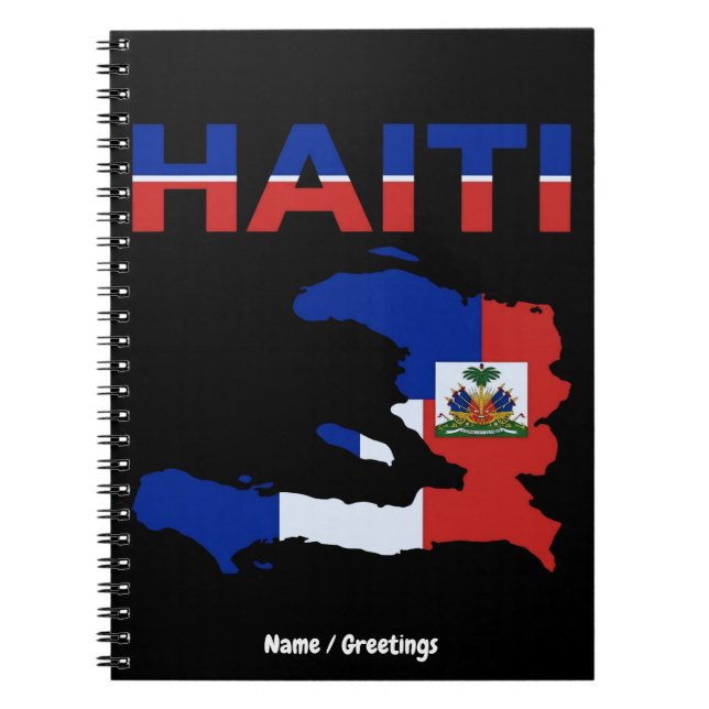 Haitian Pride Haiti Flag Map Heritage Design Notebook (Front)