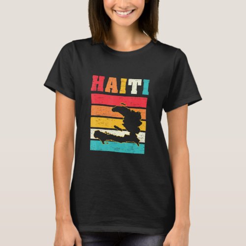 Haitian Pride Island Map For A American Flag Haiti T_Shirt