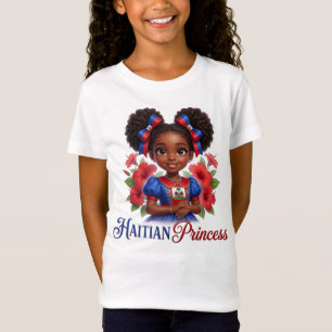 Haitian Princess Haiti Flag Melanin Girls Kids T-Shirt