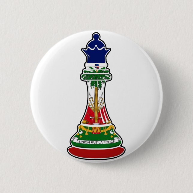 Haitian Queen Chess Piece | Haiti Flag Royalty Button (Front)