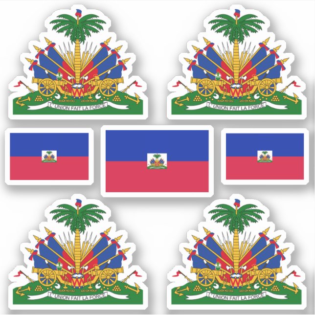 Haitian state symbols / coat of arms and flag sticker (Front)