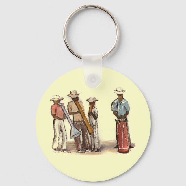 Haitian Street Musicians Keychain (Front)