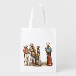 Haitian Street Musicians Reusable Grocery Bag