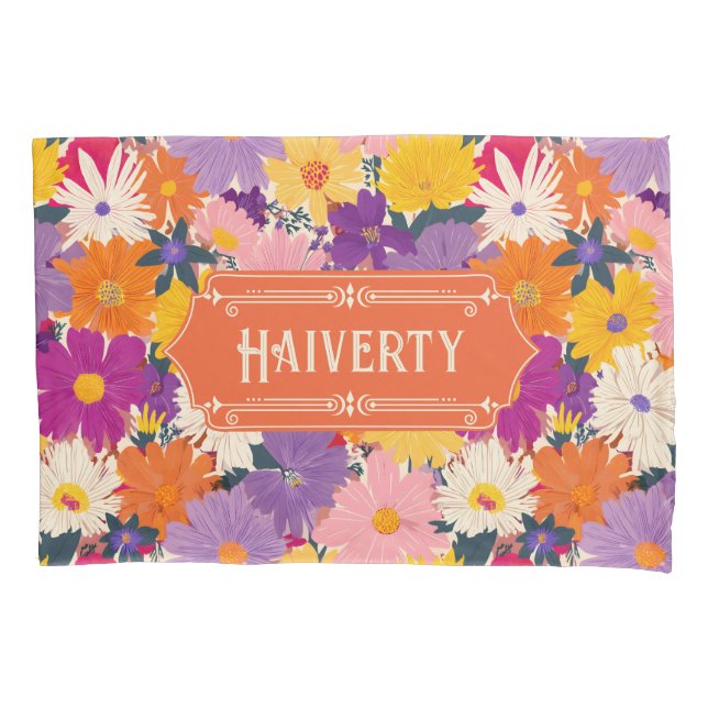 Haiverty Crowded Blooms Modern Floral Pillow Case (Front)