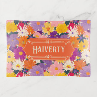 Haiverty Crowded Blooms Modern Floral Trinket Tray