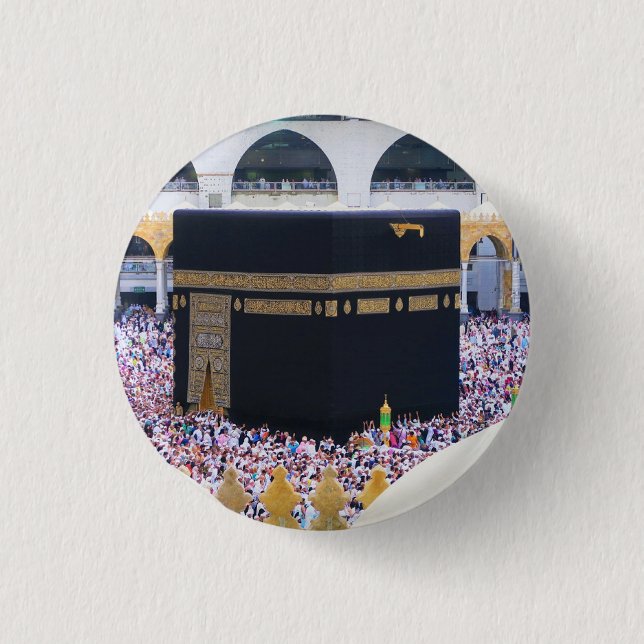 Hajj Kaaba Mecca Muslim Arafa pilgrimage Umrah God Button (Front)
