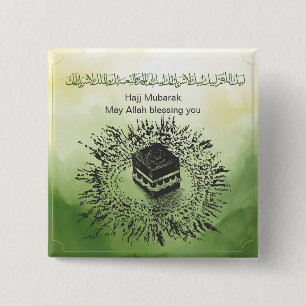 Hajj Mubarak, Holy Kaaba in Mecca Saudi Arabia Button