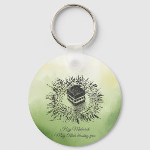 Hajj Mubarak, Holy Kaaba in Mecca Saudi Arabia Keychain