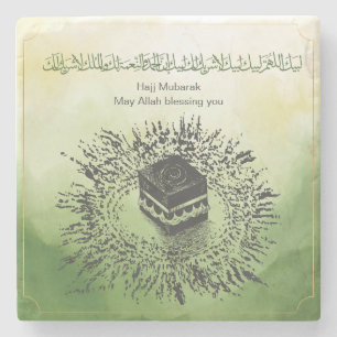 Hajj Mubarak, Holy Kaaba in Mecca Saudi Arabia Stone Coaster