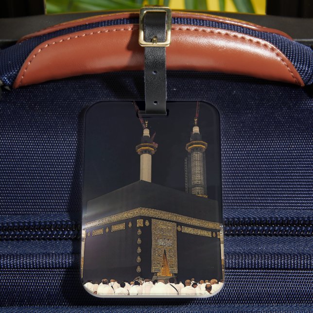 Hajj Pilgrims at Fajr, Kaaba, Mecca, Saudi Arabia Luggage Tag (Front Insitu 2)