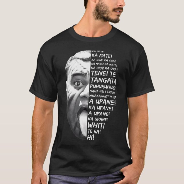 Haka Lyrics New Zealand Black Maori Kiwi Nz Fan Ru T-Shirt (Front)