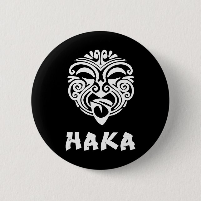 Haka New Zealand Rugby Fans Maori Haka Dance  Button (Front)
