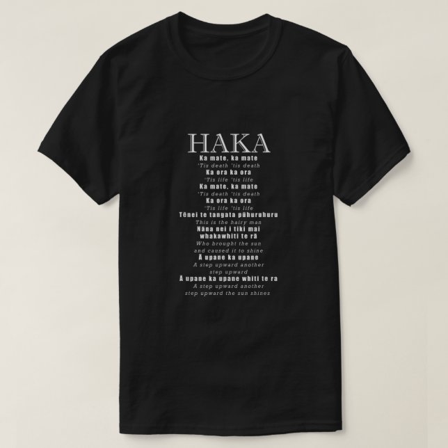 Haka Shirt New Zealand Rugby Union Maori Kiwi Tshi (Design Front)