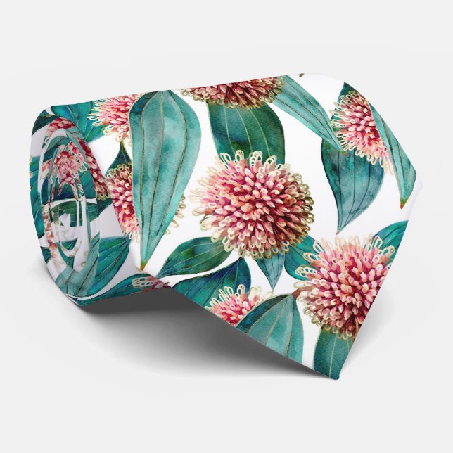 Hakea Laurina Pincushion Blooms Neck Tie (Rolled)
