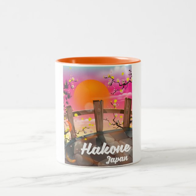 Hakone japan blossom poster. Two-Tone coffee mug (Center)