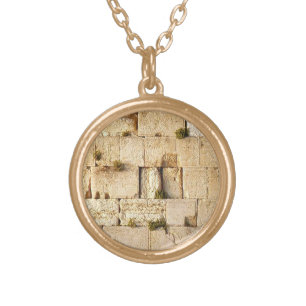 HaKotel  - The Western Wall In Jerusalem Gold Plated Necklace