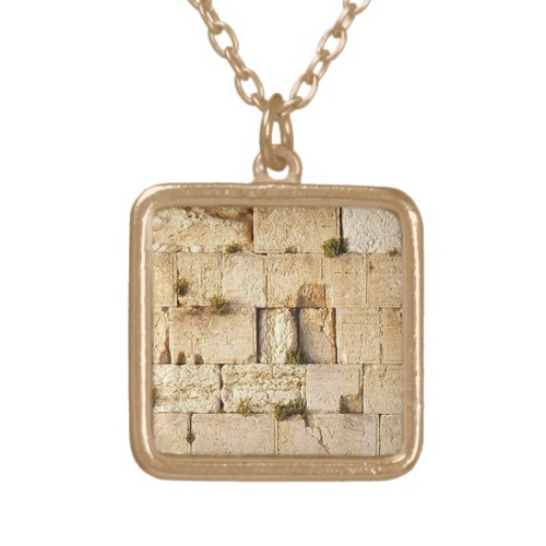 HaKotel  _ The Western Wall In Jerusalem Gold Plated Necklace