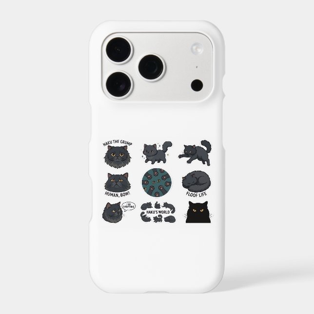 Haku The Grumpy Black Cat Sticker Pack  iPhone Case (Back)