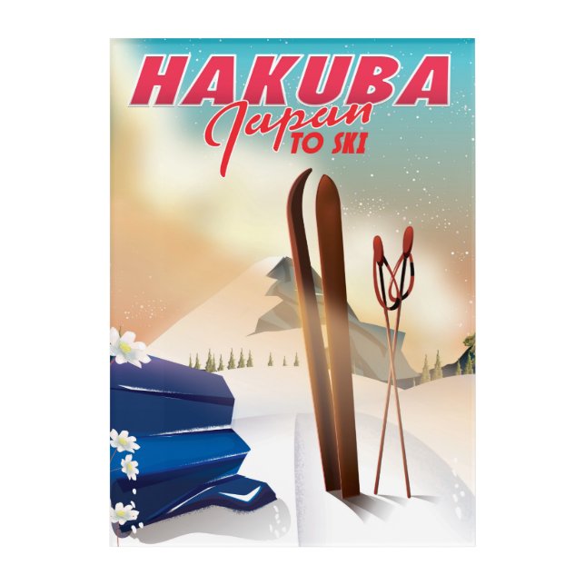 Hakuba Japanese travel poster. Acrylic Print (Front)
