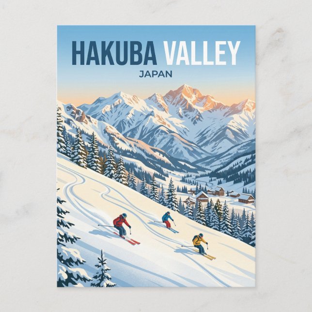 Hakuba Valley Skiing Japan Postcard (Front)