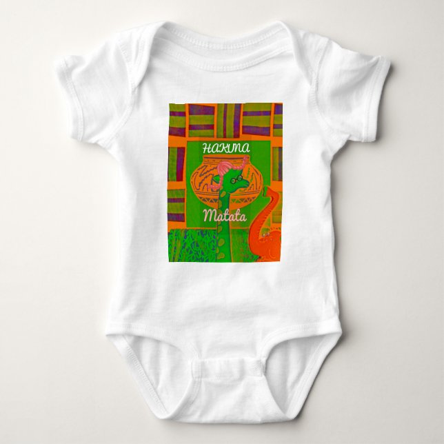 Hakuna Giraffe Art Print Baby Bodysuit (Front)