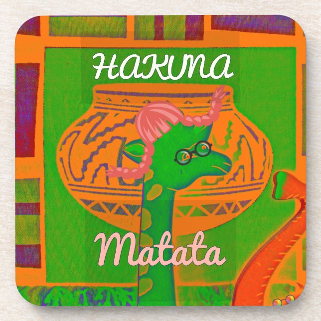 Hakuna Giraffe Art Print Beverage Coaster (Front)