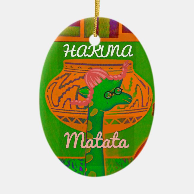 Hakuna Giraffe Art Print Ceramic Ornament (Front)