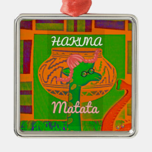 Hakuna Giraffe Art Print Metal Ornament