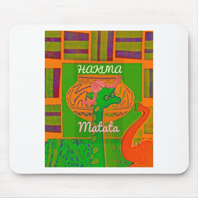 Hakuna Giraffe Art Print Mouse Pad (Front)