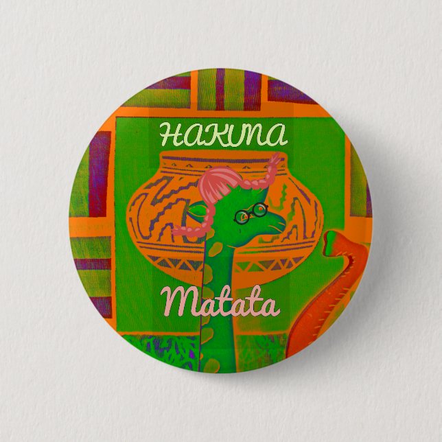 Hakuna Giraffe Art Print Pinback Button (Front)