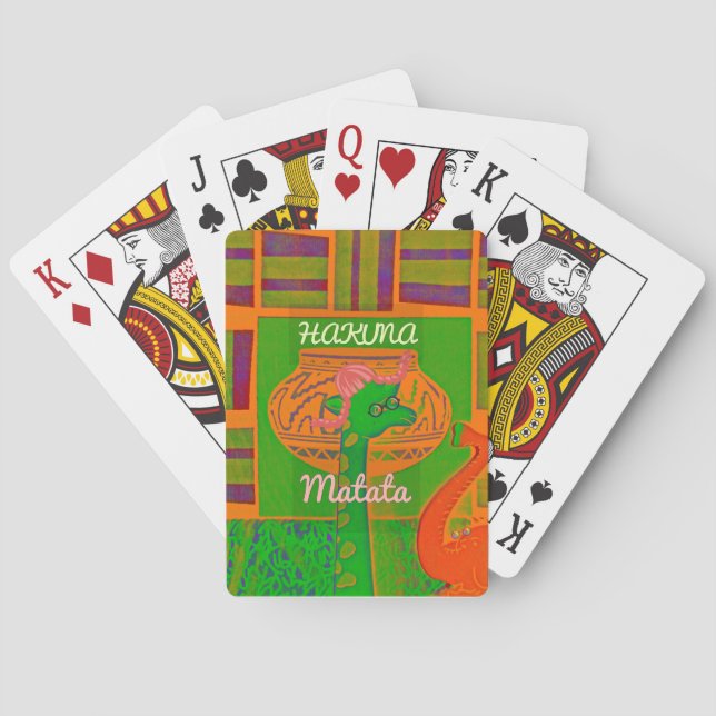 Hakuna Giraffe Art Print Poker Cards (Back)