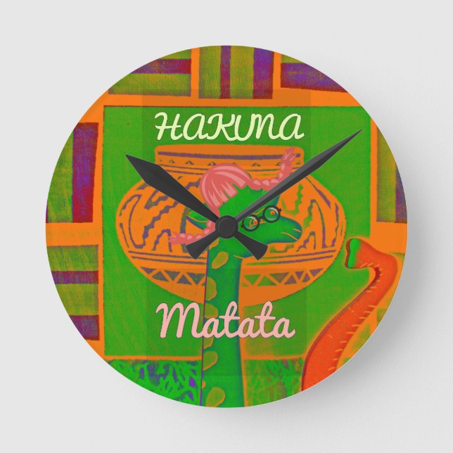Hakuna Giraffe Art Print Round Clock (Front)