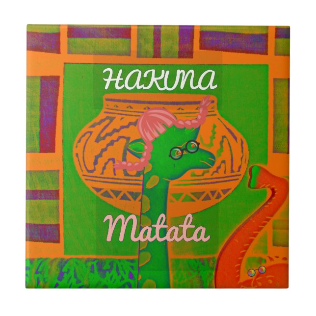 Hakuna Giraffe Art Print Tile (Front)