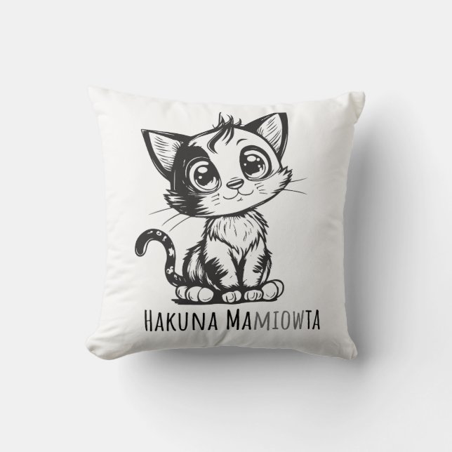 Hakuna Mamiowta Throw Pillow (Front)