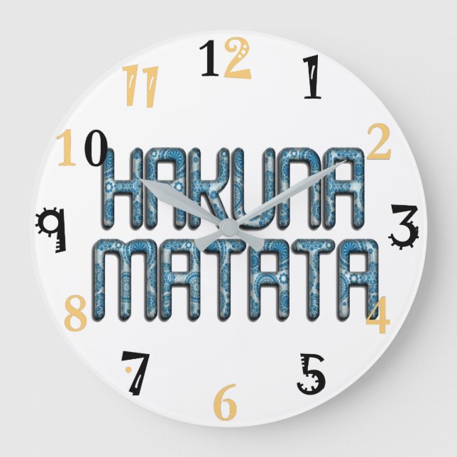 Hakuna Matata 3D Art Print Large Clock (Front)
