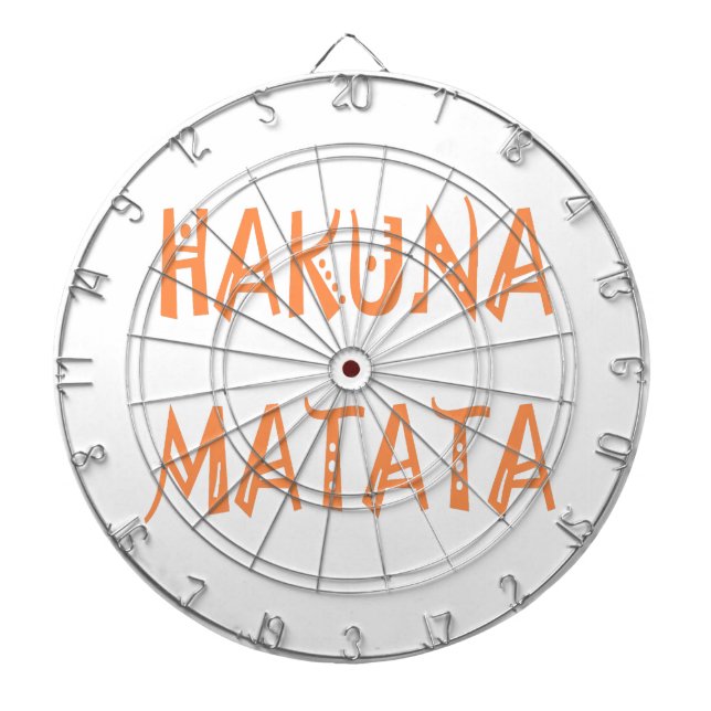 Hakuna Matata – African Tribal Text Art Dartboard With Darts (Front)