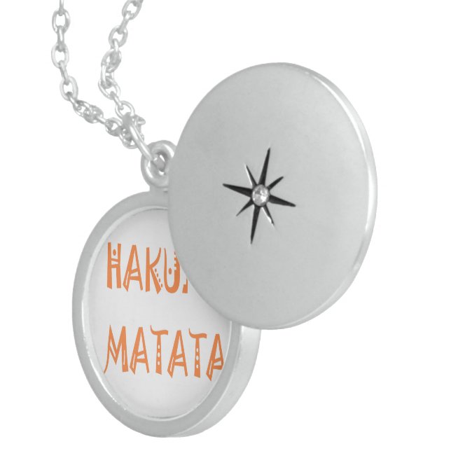 Hakuna Matata – African Tribal Text Art Locket Necklace (Front Right)