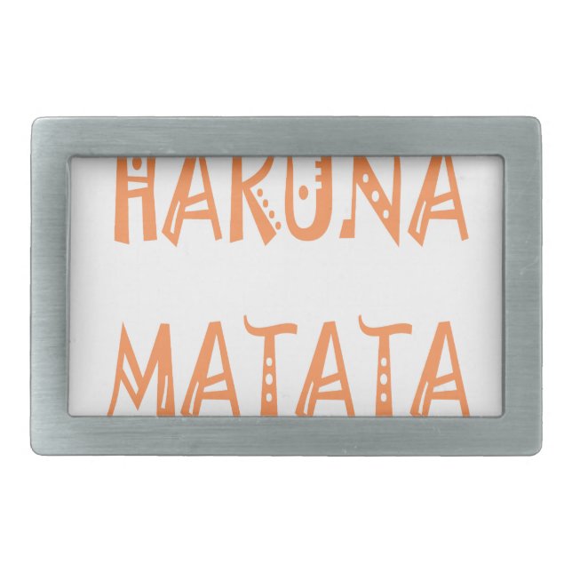 Hakuna Matata – African Tribal Text Art Rectangular Belt Buckle (Front)