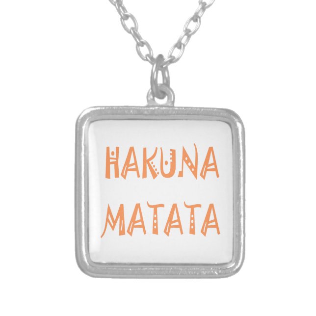 Hakuna Matata – African Tribal Text Art Silver Plated Necklace (Front)