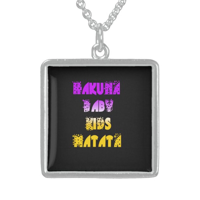 Hakuna Matata Baby and Kids Art Print Sterling Silver Necklace (Front)