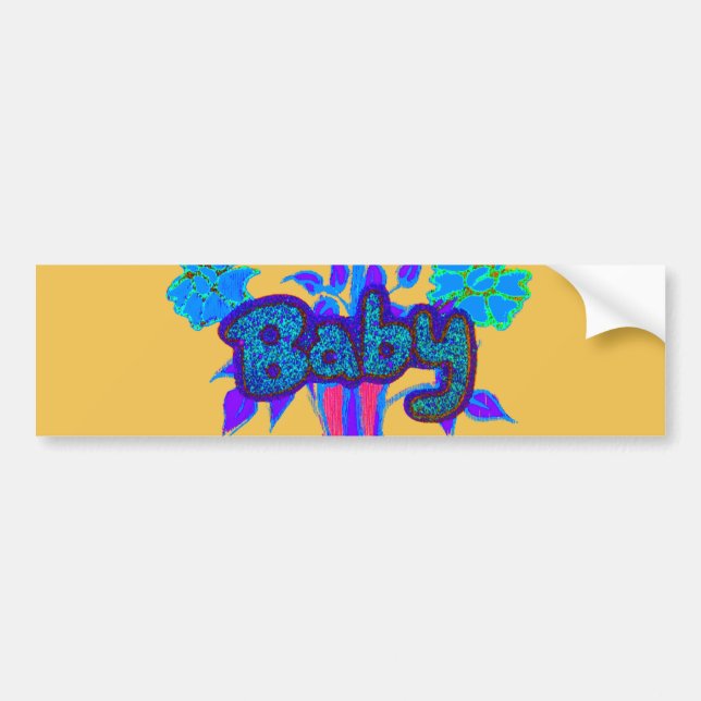 Hakuna Matata Baby Kids: Vibrant Art, Flowers & "N Bumper Sticker (Front)