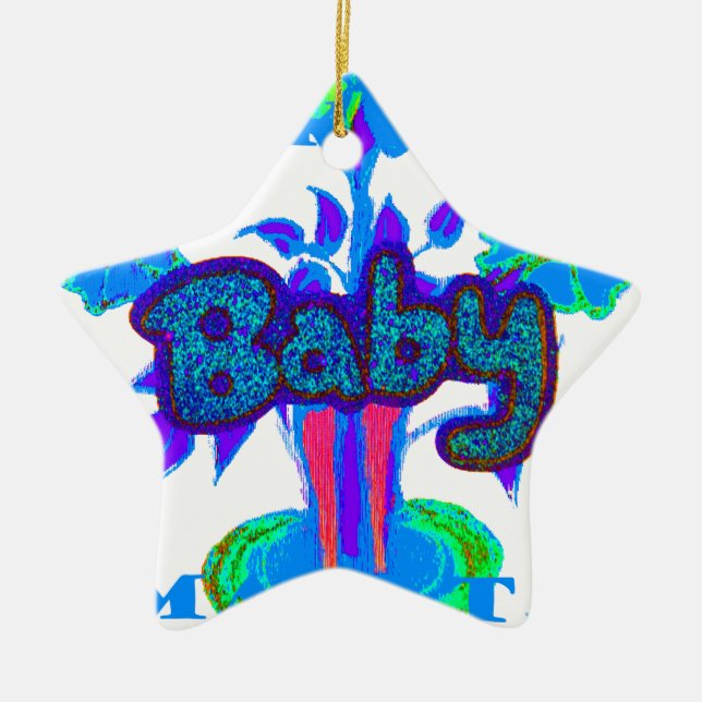 Hakuna Matata Baby Kids: Vibrant Art, Flowers & "N Ceramic Ornament (Front)