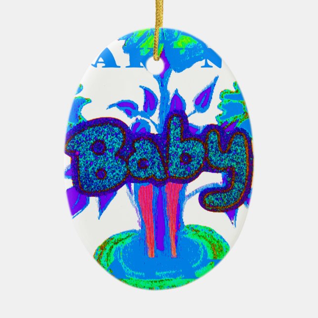 Hakuna Matata Baby Kids: Vibrant Art, Flowers & "N Ceramic Ornament (Front)