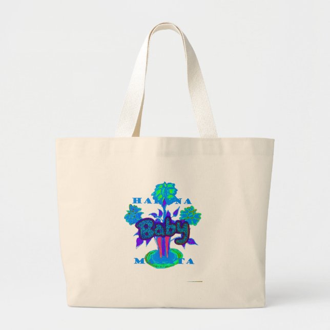 Hakuna Matata Baby Kids: Vibrant Art, Flowers & "N Large Tote Bag (Front)