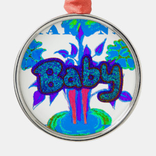 Hakuna Matata Baby Kids: Vibrant Art, Flowers & "N Metal Ornament