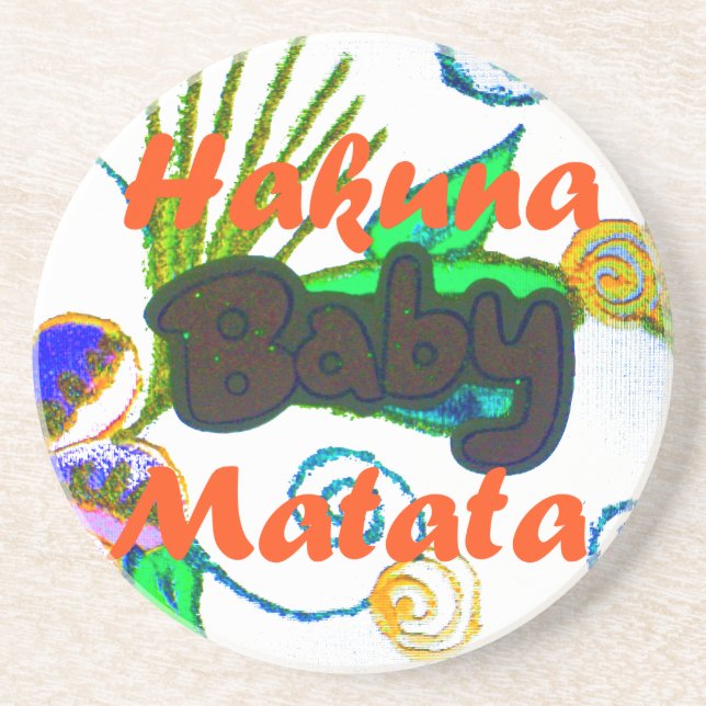 Hakuna Matata Baby.png Sandstone Coaster (Front)